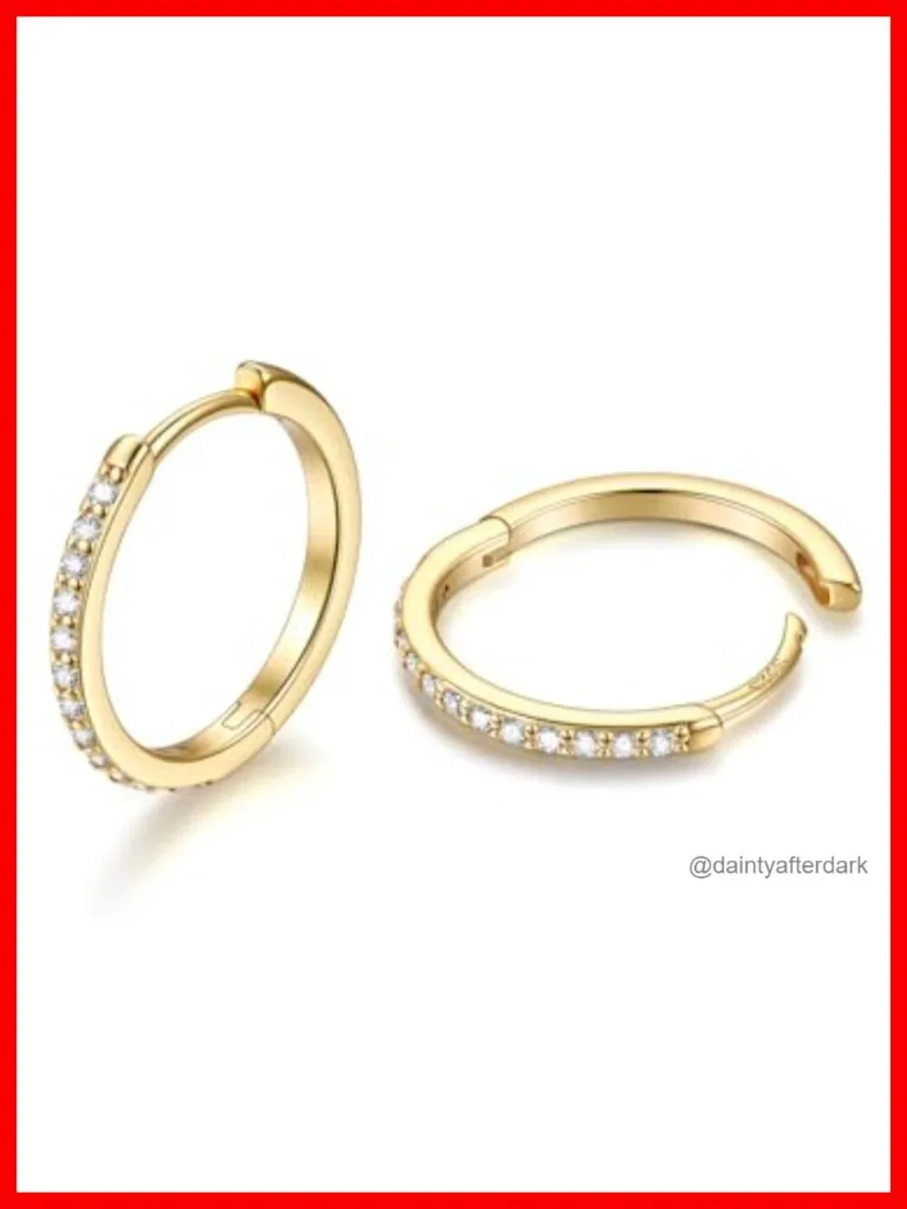 14K Gold Plated Sterling Silver Hoop Earrings Hypoallergenic Cubic Zirconia
